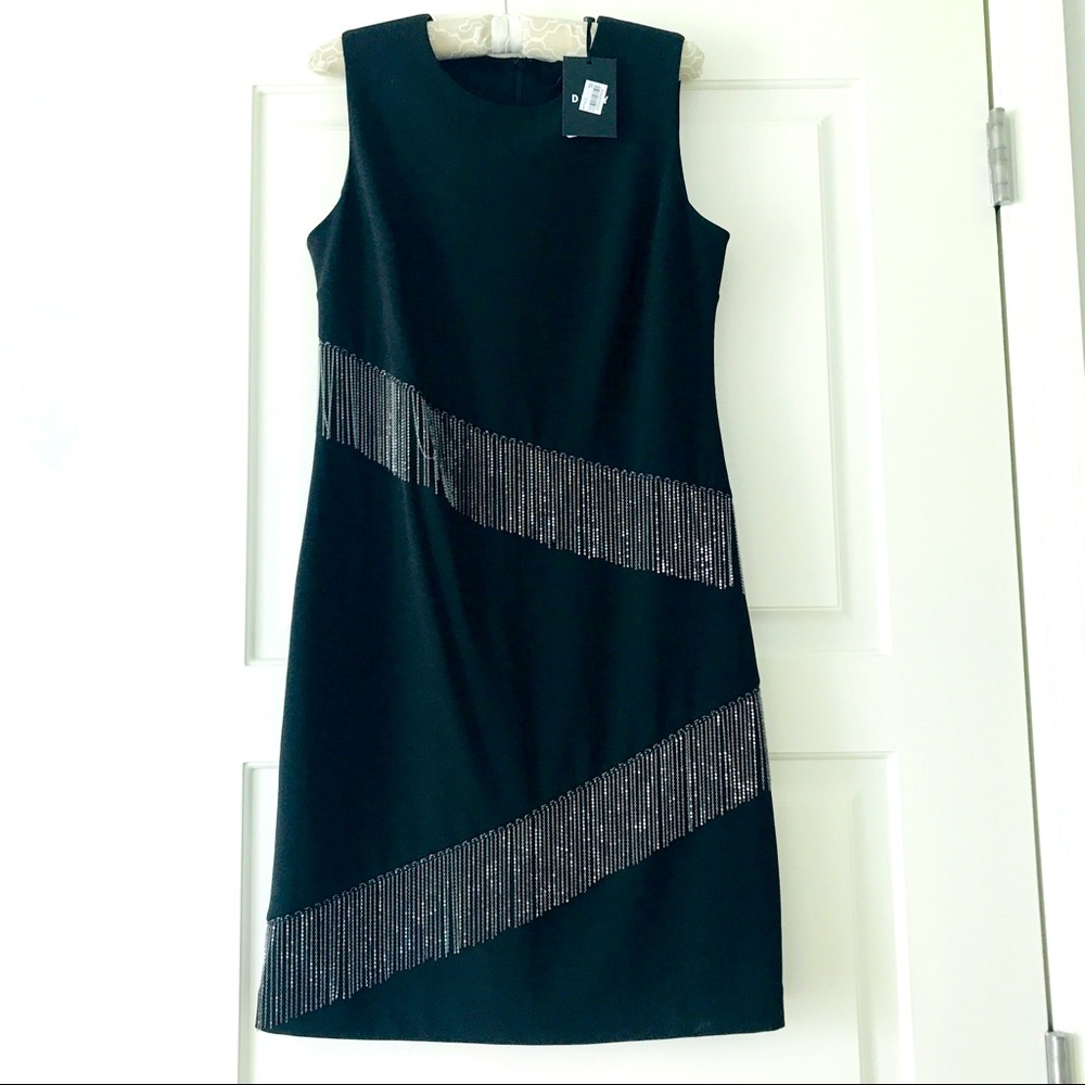 Black sheath with mini metal chains
